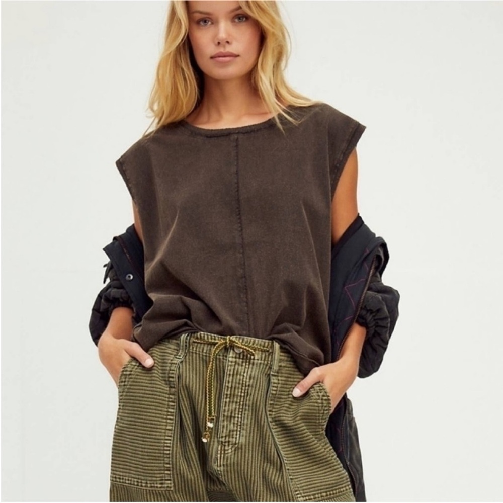 Free People Brown Muscle Tee
